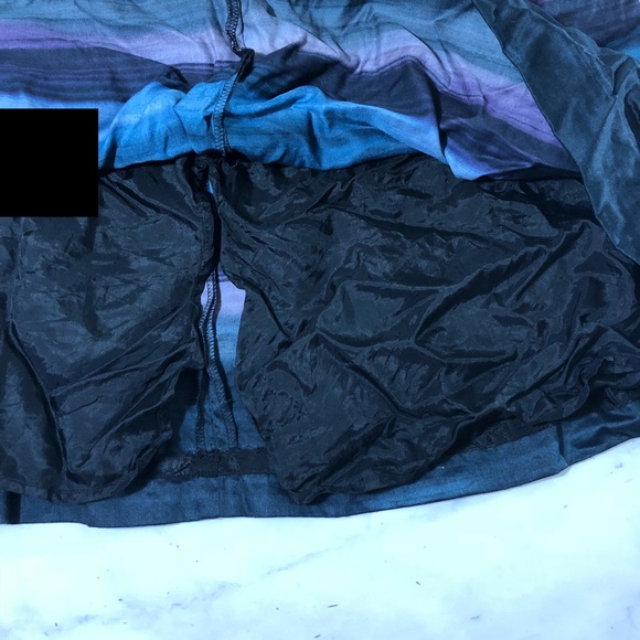 LOFT Petites Watercolor Blue/Purple Black Skirt - Picture 5 of 7